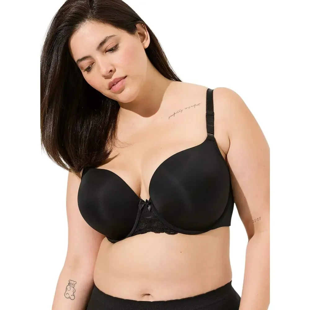 Torrid Black Underwire Full Coverage Perfect T-Shirt Push Up Bra Size 46D